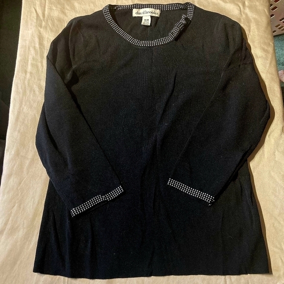 Vintage David Brooks Black Sweater Bow Collar Women's Medium M Round Neck EUC - Picture 1 of 7